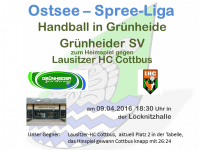 Handball Grünheide_Heim gegen LHC Cottbus 09.04.2016_18.30